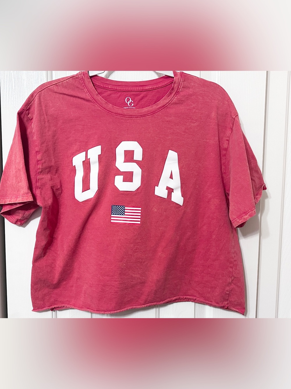 OC Red USA Cropped Tee - Women's Casual Patriotic Top